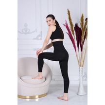 Extra Yüksek Bel Lazer Kesim Siyah Korse Tayt SiYAH