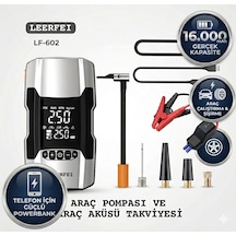 Leerfeı Lf-602 16.000 Mah Araç Akü Takviye Cihazı - Dijital Araç Lastik Şişirme Pompası Ve Powerbank