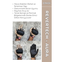 Revertech Aura Krem - Dokunmatik Ekran Uyumlu Erkek Motosiklet Eldiveni + Buff li