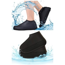 Siyah Silikon Yağmur Koruyucu Ayakkabı Kılıfı Kaymaz Su Kir Geçirmez Large (40-46) ID-7056