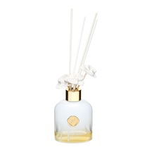130 Ml Beyaz Cam Şişe Seramik Çiçek Taşlı Bambu Çubuklu White Jasmine Oda Kokusu Abundance Prosperity