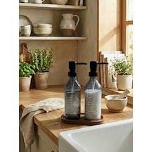 Leelahome Ahşap Standlı Sıvı Sabunluk 330 Ml - Siyah Siyah
