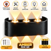 9v Pilli Kablosuz Duvar Apliği Iç Ve Dış Mekân Amber Renk Siyah Siyah