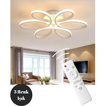 Ömür Avize Modern Stella Beyaz Kasa Beyaz Ledli Plofonyer Avize 60 Cm Çap