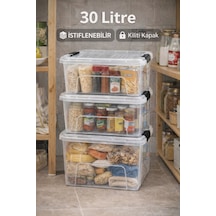 3 Adet 30 Litre Saklama Düzenleme Beyaz