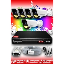 Bayicam 5 Kameralı Süper 5 Dış Kamera Set HDD'siz 5 MP 2K Renkli Gece Görüşlü Güvenlik Kamerası Sistemi