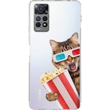 Xiaomi Redmi Note 11s İle Uyumlu 1mm Slim Fit Kedi 1 050b Baskılı Şeffaf Kılıf Şeffaf
