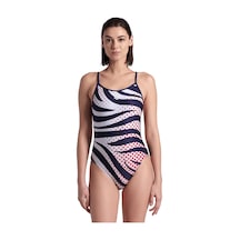 Arena Multi Stripes Swimsuitalylace Back Kadın Yüzücü Mayosu 007158710 Mavi Mavi