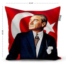 Atatürk Baskılı 3D Digital Dekoratif Kırlent Kılıfı
