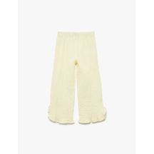 Koton Crinkle Fırfır Detaylı Beli Lastikli Geniş Paça Pantolon Sarı 5smg40060aw Sarı