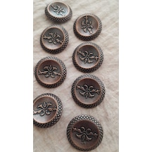 Antık Bakır Metal Düğme 28 Mm 8 Adet