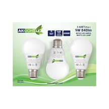5 Adet Aklight Led Ampul 9w E27 Beyaz Işık 3'lü