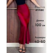 Voronin S. Saten İpek Maksi Etek 100 Cm 261334833 Bordo