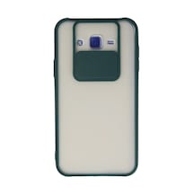 Samsung Galaxy Uyumlu - J7 Kılıf Palm Buzlu Kamera Sürgülü Silikon - Yeşil Çok Renkli