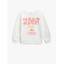 Koton Pamuklu Bisiklet Yaka Uzun Kollu Yazılı Baskılı Sweatshirt Kırık Beyaz 1ykg17382gk Ekru