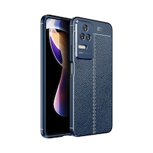 Xiaomi Poco F4 Kılıf Deri Görünümlü Silikon Kamera Korumalı Üstün Koruma Pazarplus Lacivert