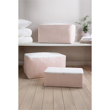 Pembe Çizgili Medium Baza Çekyat Altı 5 Adet Hurç 50x30x20 Cm Pembe