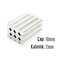 Neodyum Mıknatıs Silindir Çap 10mm , Kalınlık 2mm 10 Adet