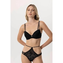 Pierre Cardin Dantelli Soft Push Up Sütyen Takım Sütlü Kahve Sütlü Kahverengi