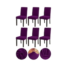 Bambu Nano Kumaş Likralı Lastikli Yıkanabilir Sandalye Kılıfı Mürdüm 6'lı