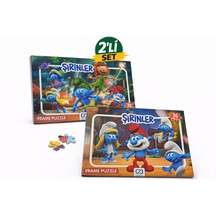 Şirinler Frame Puzzle 2 Li Set 35 Parça Eğitici Çocuk Yapboz 1