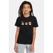 3 Wise Beagles Christmas Siyah Çocuk Tshirt SIYAH