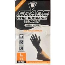 Crane Pudrasız Tek Kullanımlık Siyah Eldiven Large 100'lü L