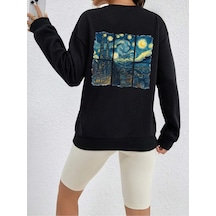 Uyguntarz Unisex Vangogh Baskılı Tasarım Oversize Sweatshirt siyah
