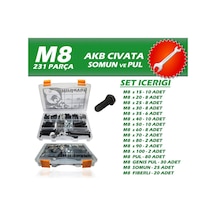 231 Parça M8 Akb Civata Seti + 10-13 Açık Ağızlı Anahtar