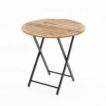Katlanır 4 Kişilik Yuvarlak Bahçe Masası Bistro Masa 70x70 Çam 15