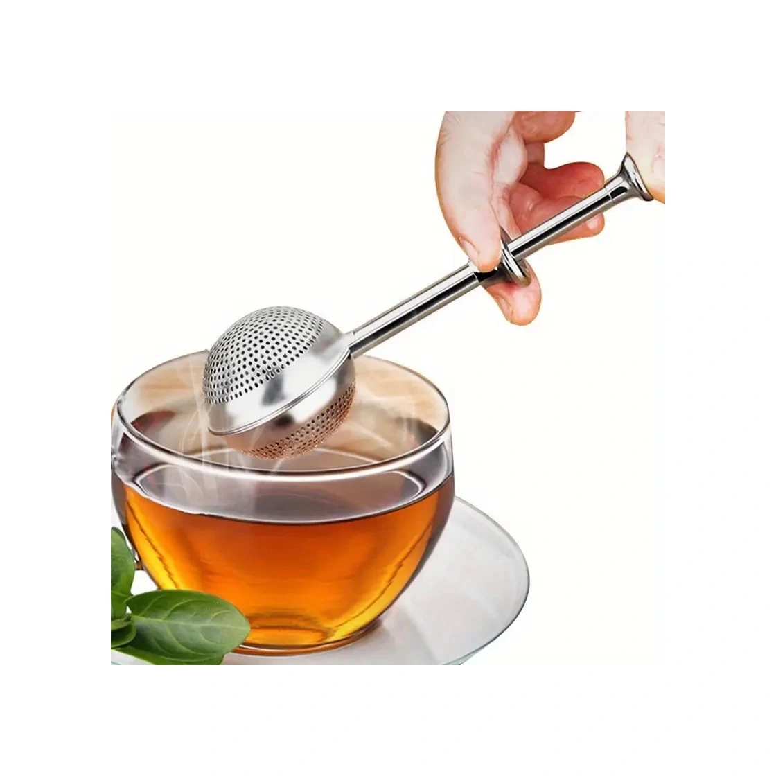Mybru Paslanmaz Çelik Top Yaylı Çay Kahve Bitki Çayı Süzgeci Metalik Gri