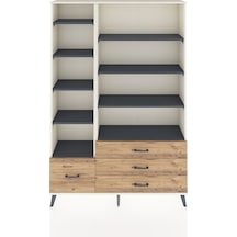 Arges Dolap 9 Raflı 4 Çekmeceli 132x30x195 Aytaşı-antrasit/çam Aytaşı