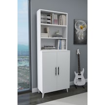Enda Home Oras 6 Raflı 2 Kapaklı Dolaplı Kitaplık Mat Beyaz