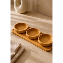 Bambu Tepsili 3'lü Çerezlik & Kahvaltılık Bej - 892099417 Bej