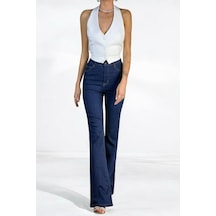 Lacarino 7578 Flare Kadın Jean Pantolon Blue