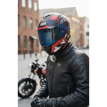 Gıvı 50.x Wıld 1 Renkli 1 Şeffaf Vizörlü Motosiklet Kask Lacivert Vizör Kask Mat Kırmızı