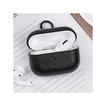 Airpods Uyumlu Pro 2. Nesil Lüx Deri Suni Deri Kılıf 360 Koruma+kanca Siyah