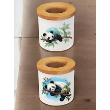 Sevimli Panda 2'li - Masaüstü Büyük Kalemlik, Masaüstü Dekoratif Kalemlik, Masa Üstü Kalem Organizer Beyaz