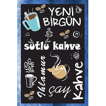 Yeni bir gün çay kayve retro ahşap poster