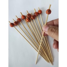 15 Cm Uzun Kürdan - 20 Adet Dekoratif Basket Topu Boncuklu Kokteyl Karıştırıcı