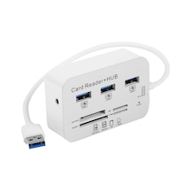 Usb 3.0/3.1 Hub + Card Reader Çoklu Kart Okuyucu, 3 Usb Girişli, 5/10 Gbps Veri Aktarım Destekli, Sd Hc Ms Duo M2 T-flash Kart Yuvalı, 20/30 Cm Kablolu Nrt-30619