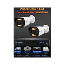 2 Kameralı Ultra 6 Ledli 5mp Sony Lensli Gece Renkli Güvenlik Kamerası Seti 250 Gb Hdd