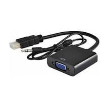 Hdmi To Vga Kablo Çevirici Dönüştürücü Kablo + Ses Kablo Destekli (500020719)