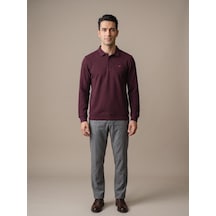 Maccali Erkek Bordo Selanik Uzun Kollu Polo Yaka Tişört