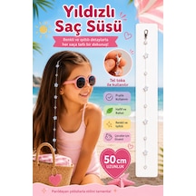 Işıltılı Yıldızlı Saç Aksesuarı 50 Cm Pratik Klipsli Çocuk Saç Süsü Diğer