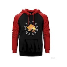 Boğa Burcu Modern Kırmızı Reglan Kol Kapşonlu Sweatshirt Kırmızı