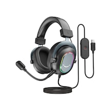 Mikrofonlu Oyun Kulaklığı, Kablolu Kulak Üstü Kulaklık, Pc Ps4 Ps5 İçin Usb Kulaklık, 3 Eq Modlu Rgb Kulaklık, Surround Ses Ve Kulak Yastığı