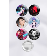 Neon Genesis Evangelion Çanta Süsü Rozet İğneli Buton Rozet Seti 6 Adet Çok Renkli