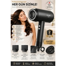 Pluzz X116 Ultra İyonlu Saç Kurutma Makinesi Ultra Sessiz Ve Hızlı Kurutma Siyah - 583112861