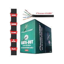 Powergate Cat6-out-cca, Outdoor Dış Mekan , Polietilen, 23awg 0.57mm, Utp, Cat6, Cca Kablo, 305m, Siyah